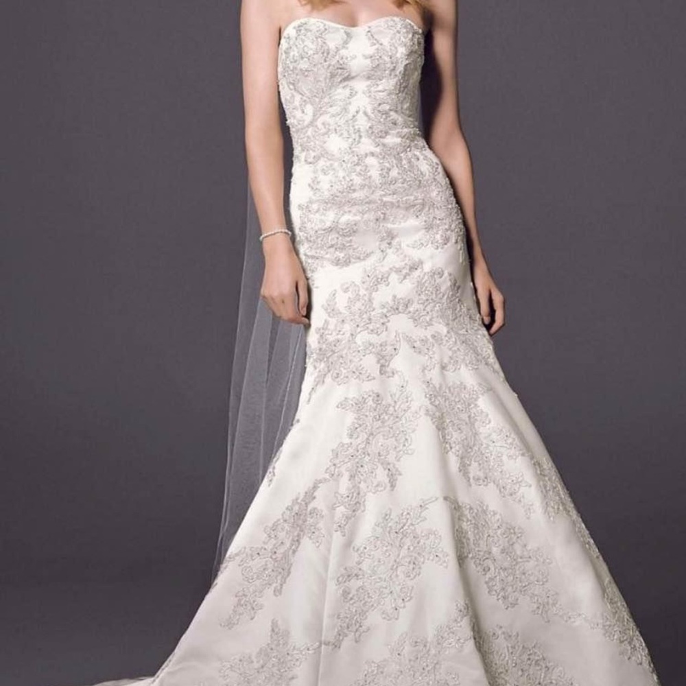 Oleg Cassini satin wedding dress.